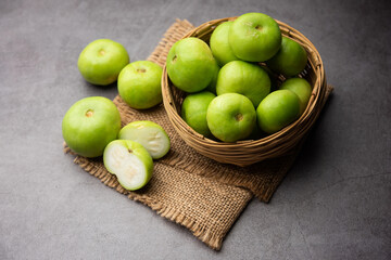 Raw Tinda, tinde also called dhemse, Apple Gourd, Baby Pumpkin, Indian Squash Round Melon.