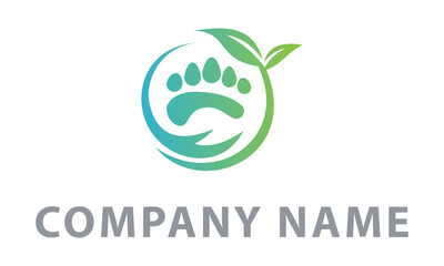 Green Abstract Foot Print Nature Hand with Leaf Logo Design