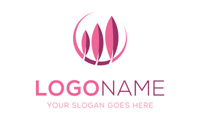 Pink Color Circle Beautiful Leaf Logo Design