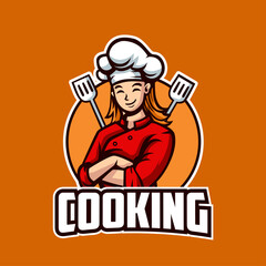 Women Chef Mascot Logo Illustration