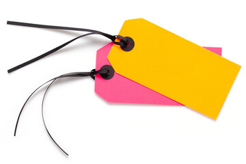 Colorful paper tag price isolated at white background. Price tag label