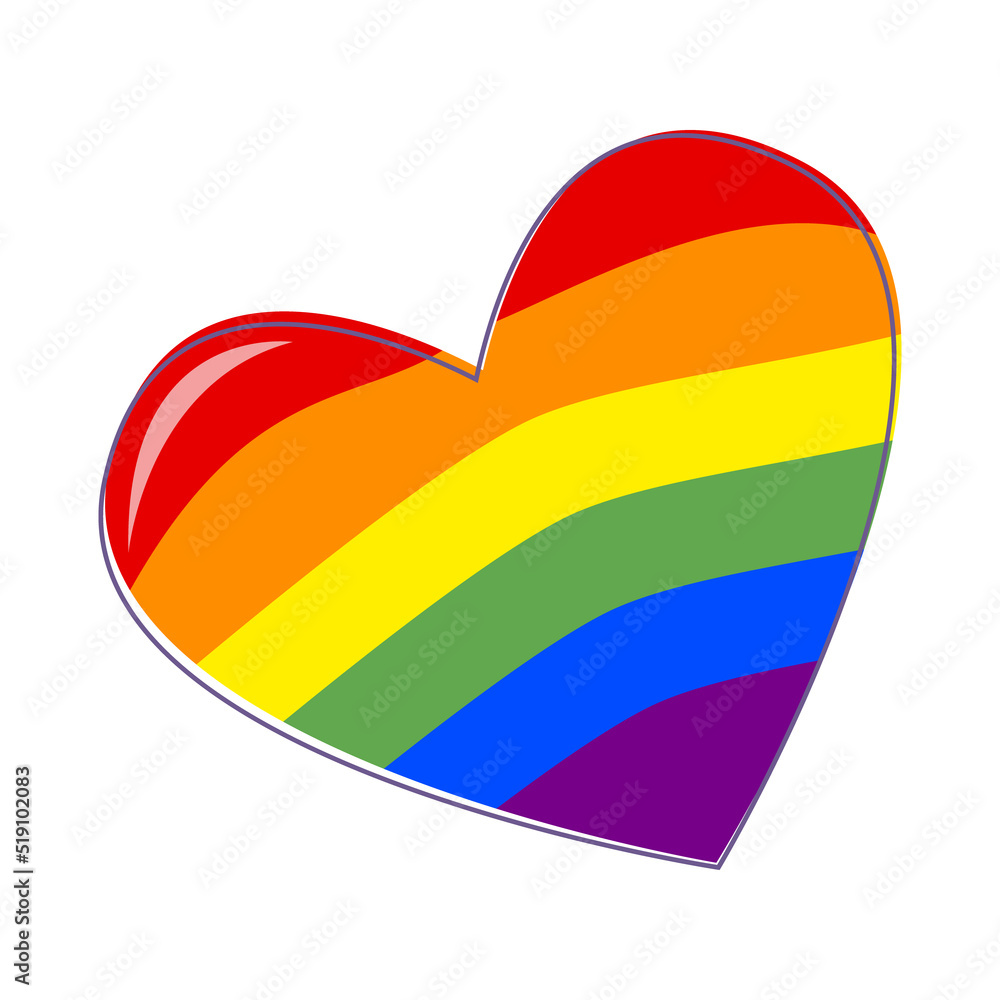 Poster heart with lgbt flag colors semi flat color vector object. pride month. full sized item on white. to