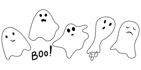 A set of ghosts for Halloween. Vector illustration.