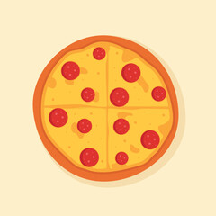 Vector pepperoni pizza. Fast food Illustration.