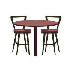 Restaurant table and chairs semi flat color vector object. Cafe furniture. Guest service. Full sized item on white. Cafeteria simple cartoon style illustration for web graphic design and animation