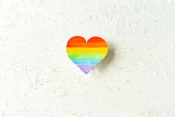 International Day Against Homophobia, Transphobia and Biphobia. May 17. Stop Homophobia. Heart with rainbow LGBT flag on white background.