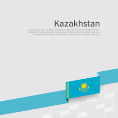 Kazakhstan flag background. State patriotic kazakh banner, cover. Ribbon color flag of kazakhstan on a white background. National poster. Business booklet. Vector design