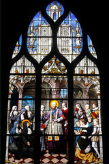 Stained glass in Saint SŽverin church :  Saint Franois de Sales founding the Visitation monastic order.
