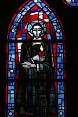 Obraz premium Stained glass in Notre Dame de Coutances cathedral : Saint Jean Eudes.