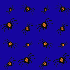 Spiders for Halloween. Seamless pattern. Vector illustration. Surface pattern design.
