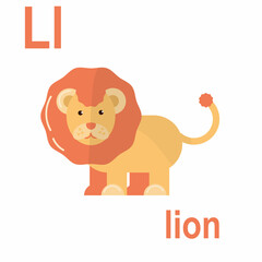 Beautiful dangerous lion, wonderful bright king of beasts, ABC children's banner. Postcards, a poster with the alphabet.  Game room design. Vector