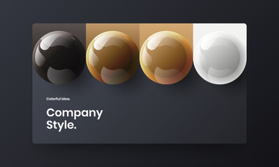 Creative realistic spheres site screen layout. Multicolored handbill design vector illustration.