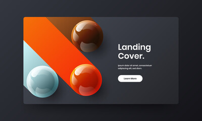 Creative 3D spheres booklet layout. Simple magazine cover vector design illustration.