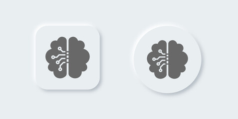 Brain solid icon in neomorphic design style. Human mind signs vector illustration.