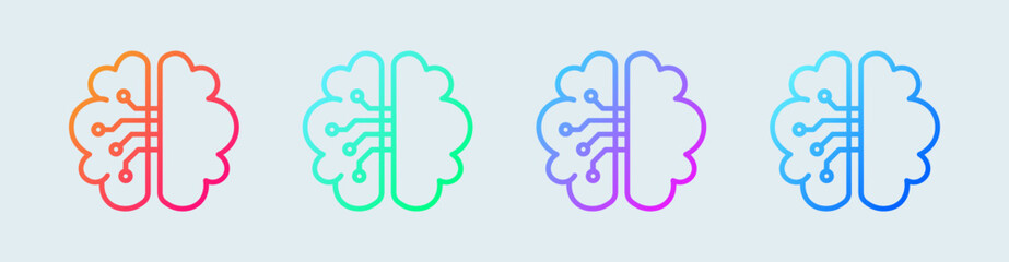 Brain line icon in gradient colors. Human mind signs vector illustration.