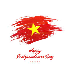September 2, independence day vietnam, vector template. Vietnamese flag painted with brush strokes on a light background. Vietnam national holiday 2nd of september. Happy independence day card