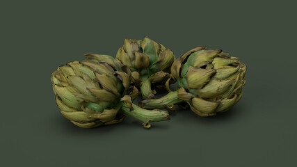 Fototapeta premium 3d render hops in green bacground hops three