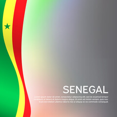 Abstract waving Senegal flag. National senegalese poster. Creative metal background for design of patriotic holiday card. State senegal patriotic cover, flyer. Vector tricolor design