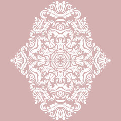 Elegant vintage white ornament in classic style. Abstract traditional pattern with white oriental elements. Classic vintage pattern