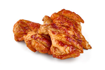 Roasted Buffalo chicken, barbecue dishes, isolated on white background