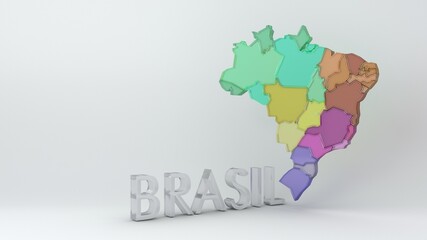 O mapa do Brasil dividido em estados - Ilustração 3D © Marco Sete