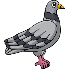 Pigeon Animal Cartoon Colored Clipart Illustration