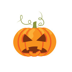 Pumpkin on white background. Orange pumpkin with smile for your design for the holiday Halloween. Vector illustration.
