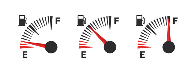 Dashboard gauge fuel. Gasoline indicator. Fuel indicator concept. Vector illustration