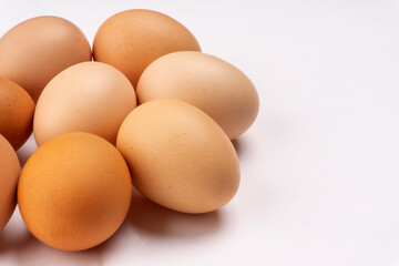 Organic chicken eggs on the table. Eggs are good for everyone and health. Farm products, natural eggs.