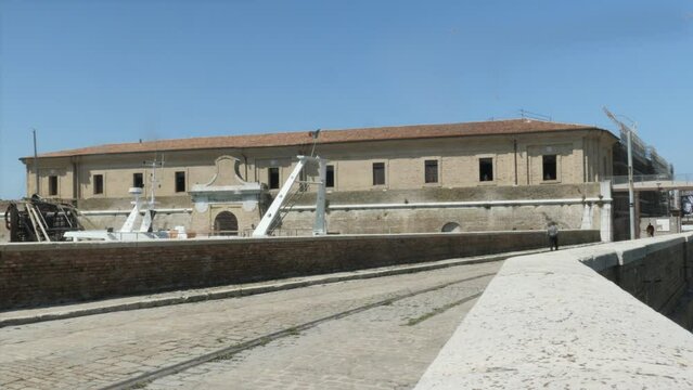 Ancona, Italy,  view of the Lazzaretto pentagonal  building
