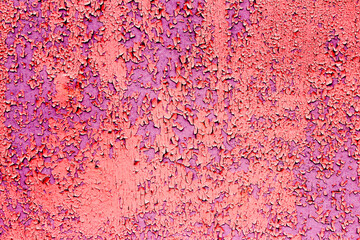 Abstract background with red peeling paint and defects