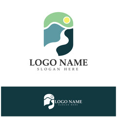 River Logo vector icon illustration design template