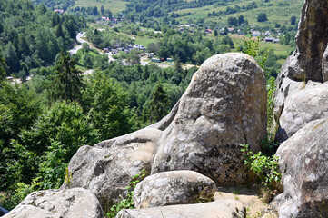 Medieval defense complex rock fortress Tustan 