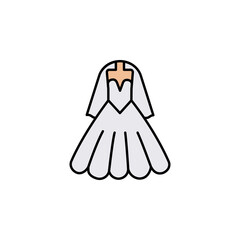 bride dress line icon. Elements of wedding illustration icons. Signs, symbols can be used for web, logo, mobile app, UI, UX