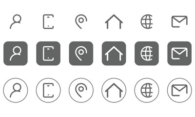 set of contact icons, address, phone.