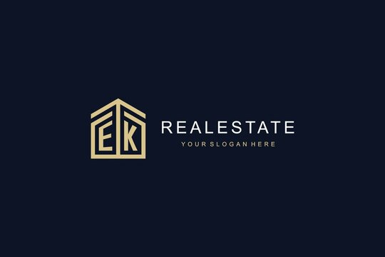 Letter EK with simple home icon logo design, creative logo design for mortgage real estate