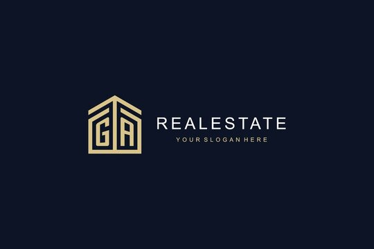Letter GA with simple home icon logo design, creative logo design for mortgage real estate