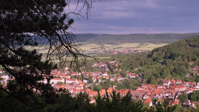 Beautiful View Of Small Town in spring time. Bleicherode, Deutcshland.