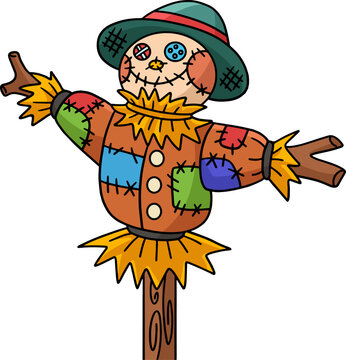 Scarecrow Stock Cartoon Colored Clipart 