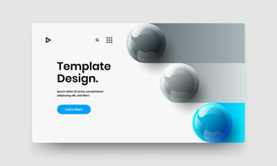 Modern cover vector design template. Vivid realistic spheres landing page illustration.