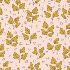 Delicate abstract leaves seamless pattern