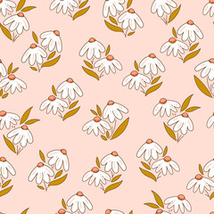 Seamless floral pattern with chamomile