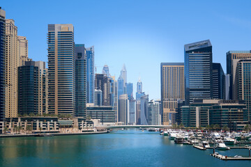 Fototapeta na wymiar architectural landscape at Dubai Marina in the United Arab Emirates
