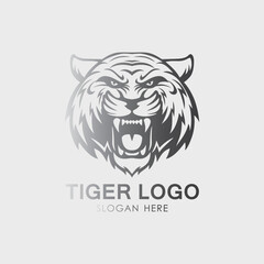 Tiger head logo for t-shirt, Lion mascot Sport wear typography emblem graphic, athletic apparel stamp.