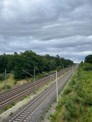 Obraz na płótnie Canvas empty railways in the summer landscape