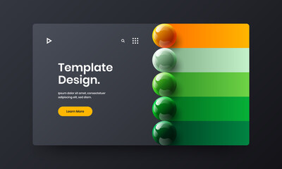 Trendy 3D balls leaflet concept. Multicolored horizontal cover design vector layout.