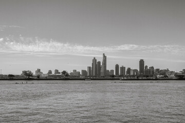 city skyline black and white