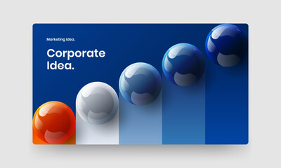 Clean 3D spheres banner layout. Multicolored postcard vector design illustration.