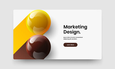 Modern realistic spheres horizontal cover illustration. Unique handbill vector design concept.
