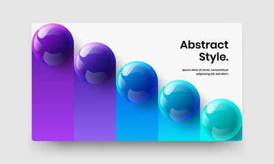 Isolated site screen vector design template. Simple realistic spheres company brochure illustration.